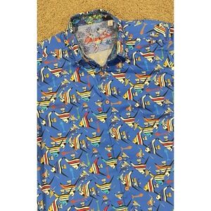 Robert Graham Gone Fishing‎ Geometric Short Sleeve Mens Large Hawaiian Classic